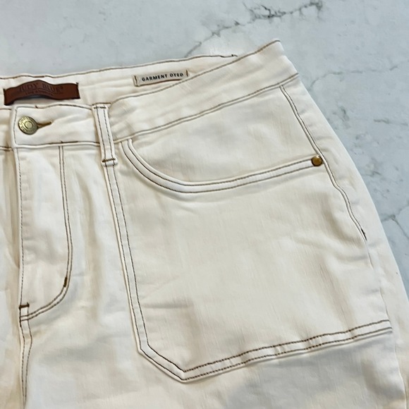 Judy Blue Wide Leg Crop Jeans Womens 20W Cream Ecru Cotton JB88950 C Raw Hem - Picture 5 of 12